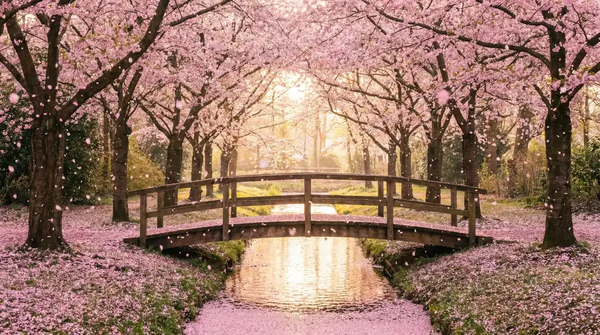 樱花桥畔 - 两个人免费视频观看高清下载 唯美风景